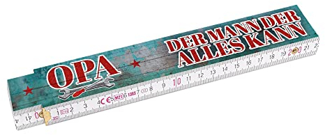 2 Meter Zollstock bedrucken mit Spruch - Opa, der Mann der alles kann - Einseitig bedruckter Zollstock, Vatertagsgeschenk, Weihnachtsgeschenke für Opa | Buchenholz