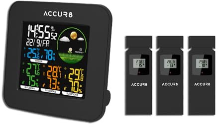 ACCUR8 YD8266WUK Weather Forecast Station - Incl. 3 Wireless Temperature & Humidity Sensors