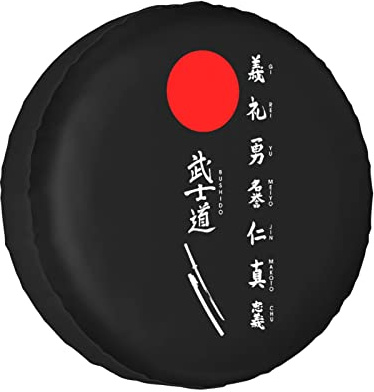 452 Copriruota per Auto Samurai Kanji Giapponese Copri Ruota di Scorta Durevole Antipolvere Copriruota Universale per Truck Camion Rimorchio Auto M