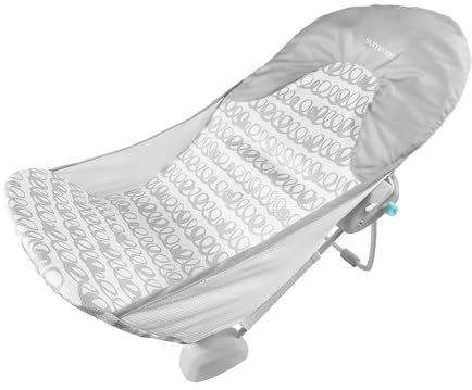 Ingenuity Foldaway 2-Position Baby Bath Seat, Adjustable Support for Sink or Bathtub, Ages 0-6 Months up to 20 Pounds, Machine-Washable Sling