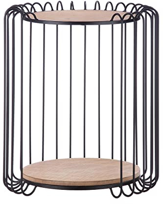 Casablanca runder Beistelltisch - Kleiner Couchtisch aus Metall mit 2 Holzplatten - Aufbewahrung Ablagefläche - Ø 39/44 cm Höhe 51,5 cm