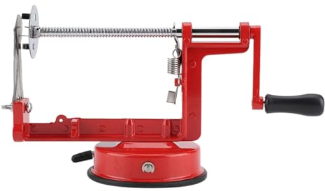 Pelador de Manzanas, Cortador y Descorazonador, Manivela Manual, Cortador de Patatas Fritas en Espiral con Base de Succión para Cortar Fácilmente, Herramienta de Cocina de Acero