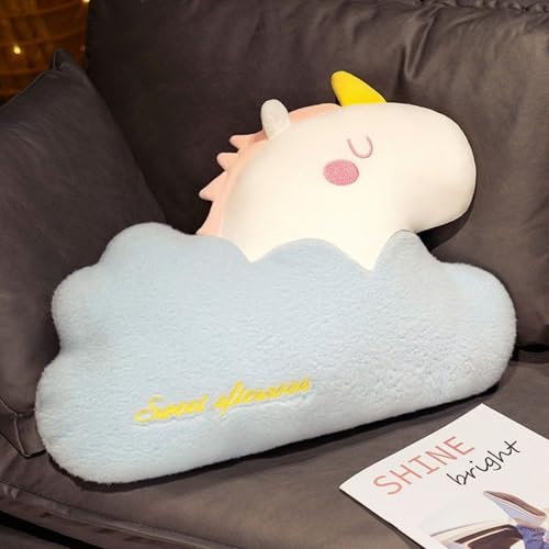 Viusneun Plüsch Kissen, 55×40cm Kuschelkissen Kinder Sternkissen Süß Wolke Dekokissen Weiche Stern Plüschkissen für Kinderzimmer Schlafzimmer Deko (Einhorn)