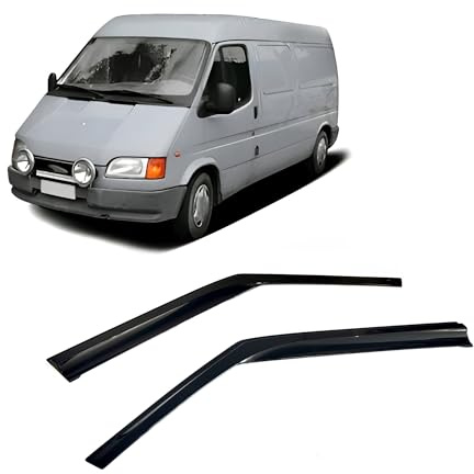 CarJoy Windabweiser Luftabweiser Regenabweiser Seitenfensterabweiser Kompatibel mit Ford Transit T 15 1997-2002 Autofenster Regenschutz Regenabweiser Anklebbare Deflektoren Externe Passform 2 Stück