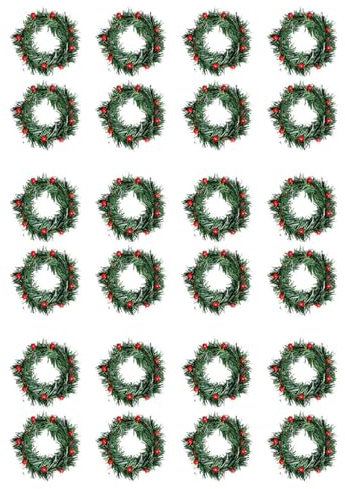 Torribala 24 STÜCKE Stechpalme Beere Kerze Ring Kleine KüNstliche Rote Beeren Kiefern Nadeln Kranz für Weihnachten Girlande Ornamente
