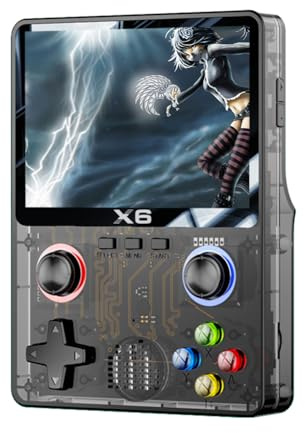JUCHRZEY X6 Console di gioco portatile retrò 2000mAh Schermo IPS da 3,5 pollici Console for videogiochi portatile 8000 giochi Lettore di giochi portatile Joystick 3D integrato 11 emulatori S
