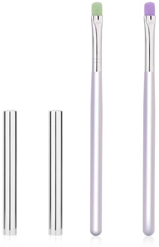 2pcs Ensemble de Pinceaux à Ongles, Pinceaux à Ongles avec Tête Plate et Coudée Outils de Peinture pour Stylo pour la Conception de Nail et Nettoyage des Erreurs de Polissage