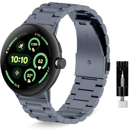 ZoRoll Armband für Google Pixel Watch 4 45mm/Watch3 45MM, Edelstahl Metal | Ersatzarmband Herren & Damen für Google Pixel Watch 4 45mm - Grau