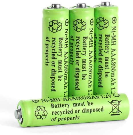 AXFEE Batterie Ricaricabili AAA ad, 1,2V 800mAh Ni-MH Ricaricabili, Batterie Ricaricabili Alta Capacità, per Telecomandi, Corde Luminose, Giocattoli, ecc (Pre-caricate, confezione da 4)