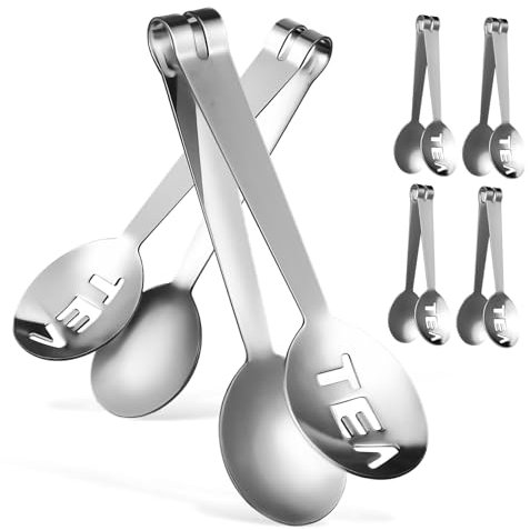 COLLBATH 6 Stück Teebeutelzangen Edelstahl Teebeutelpresse Multifunktional Ergonomisch Kompakt Für Teezubehör Küche