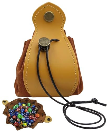 Impresa Store Leder Würfelbeutel & Tablett - Aus echtem Rindsleder gefertigt - Verwandelt sich von Beutel zu 10 Würfelrolltablett - Vielseitig für mehr als nur Würfelaufbewahrung (Light Brown)