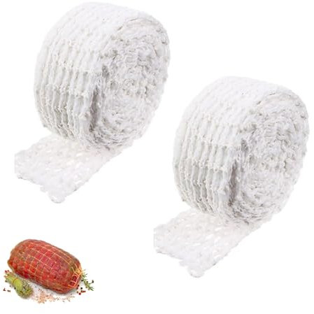 2 Rotolo di Rete per Carne da 3m Rete per Arrosti Elastica Rete per Prosciutto per la Preparazione di Salsicce di Carne, Carne Affumicata