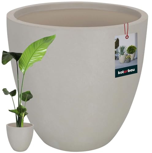 KOTARBAU® blomvas, hög blomkruka, grå fiberclay Ecolite, höjd, modern vas, betongoptik, ståndsvas, GRÅ, ⌀ 46 cm H: 44 cm, Modern