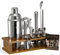 VEVOR Juego de Coctelera Lujoso Acero Inoxidable con Soporte de Bambú, Cuchara Mezcladora, Mortero, Medidor, Colador, Vertedor de Licor, Pinza para Hielo, Sacacorchos, Plata. 285 x 110 x 275 mm