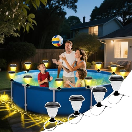 4 Stück Solar Poolbeleuchtung, Pool Zubehör Solar Led Außen RGB Farbwechsel, IP65 Wasserdicht Teichbeleuchtung Pool Licht, Pool Lichter Schwimmend,Pool Beleuchtung Für Gartenpool Dekoration (A)