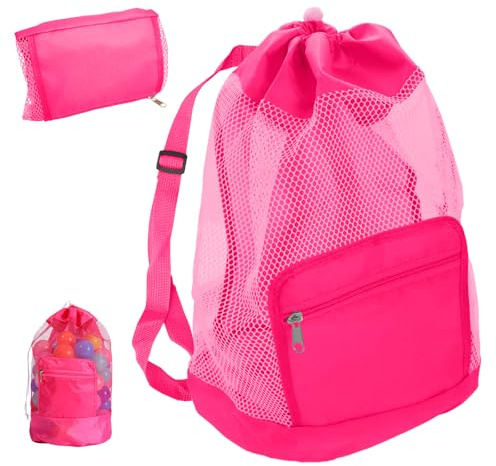 Borsa Grande per Giocattoli di Spiaggia, Sacco Reticolo Pieghevole con Cerniera per Giocattoli, Organizzatore per Set di Secchio e Pala, Giocattoli per Sabbieggiatura per Famiglie con Bambini