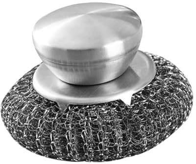 Toddmomy Brosse en Laine d'acier Inoxydable pour Barbecue Cuisine, Nettoyage Multi-usages, Poignée Courte Ergonomique, Éponge à Récurer Anti-Rayures pour Grilles Et Casseroles