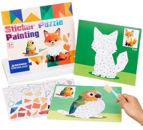 Puzzle-Buch selbstklebend – 3D-Puzzle-Aufkleber, Lernspiel, Feinmotorik, Gehirnspiele, Lernfahrzeuge, Tiere, Feinmotorik, Geschenk, Geburtstag, Mädchen,