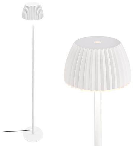 BRILONER - LED Stehlampe mit Touch, dimmbar, Lichtkante, warmweißes Licht, Leselampe, Wohnzimmerlampe, Schlafzimmer Deko, Deckenfluter, Standleuchte, Stehleuchte, 19x124 cm, Altweiß