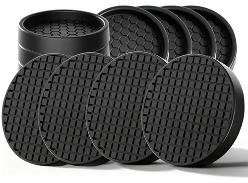 12PCS Furniture Caster Cups - 2 Round Non Slip Rubber Furniture Feet Pads, Bed Couch,Sofa Leg Floor Protectors for Wooden Floors carpet