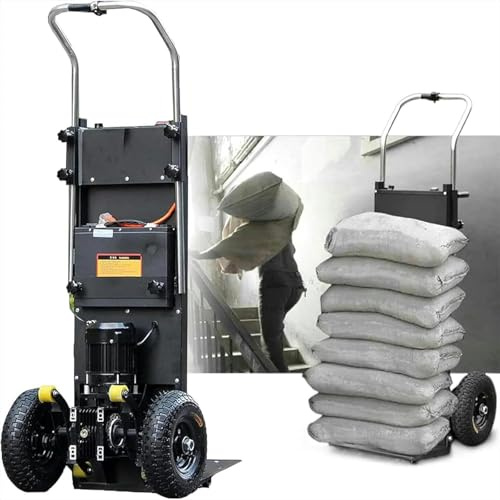 Elektrische Sackkarre, Treppensteiger mit Teleskopgriff, 408 kg Tragkraft, mit Sicherheitsseil und Luftpumpe (Black)