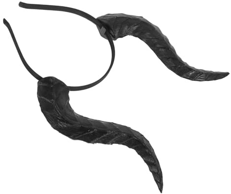 Ipetboom Diadema de extraíble Bole de orejas para la banda para el cabello accesorios para fotos de cosplay diadema de disfraz de buey para mujer toro planchar Negro