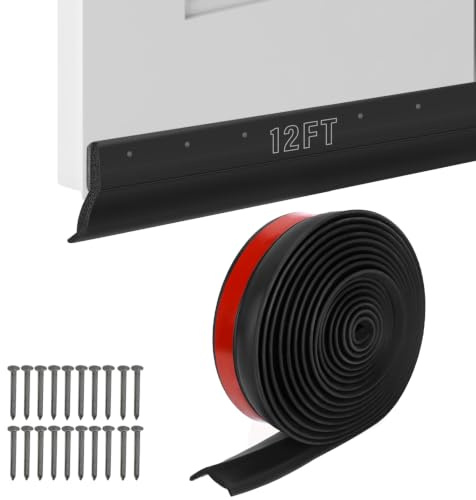 OJTOJT EPDM Dichtungsband Selbstklebend 60MM x 12M, Tür- und Fensterdichtung aus langlebigem Gummi, Schallschutz, Zugluftstopper, Schutz vor Staub Regen Insekten, Ideal für Haus- und Autotüren