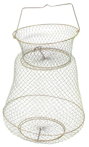 DECORNIJIA Cestino da Pesca in Filo di Ferro Zincato Pieghevole Rete per Pesci e Crostacei Accessorio Esterno Leggero e Capiente
