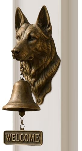 Generisch Türklingeln für die Begrüßung von Hunden | Rustikale Vintage Dekorative Wandmontierte Klingel | Wanddekoration Mit Hundekopf Glocke - Für Tor und