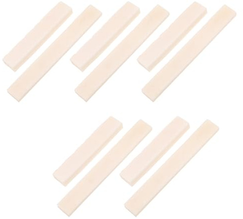 5 Knochensattel für Akustikgitarre, Präzise Stege und Sättel | Naturbelassener Rinderknochen, Beige Farbe, für 6-saitige Konzertgitarre, Ukulele und Banjo, 5 Stück-pack