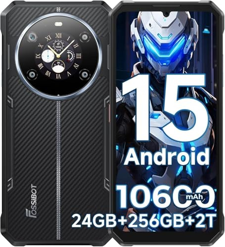 FOSSiBOT F109S Outdoor Smartphone Android 15, 24GB + 256GB/2TB Handy ohne Vertrag, 10600mAh Akku, 6,75 FHD+1.32 Dual Bildschirm, 50MP Kamera, IP68/IP69K, Dual SIM 4G/NFC/Face ID (Blau-256GB)