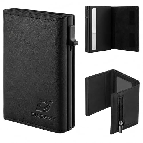 DIADEMY Portafoglio Uomo Slim, Porta Carte Di Credito Uomo in Microfibra | UltraSlim ma incredibilmente Capiente, Portacarte Uomo con RFID/NFC, Scomparto per Banconote, Portamonete, Chiusura Magnetica