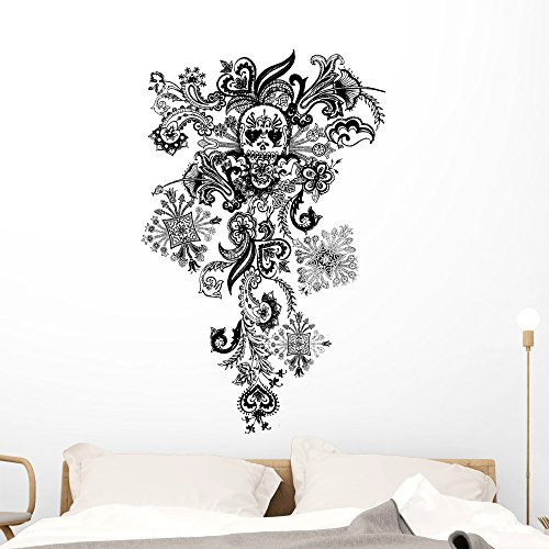 Wallmonkeys Paisley Skull Tattoo Wall Decal Peel and Stick Graphic WM197644 (48 in H x 31 in W)