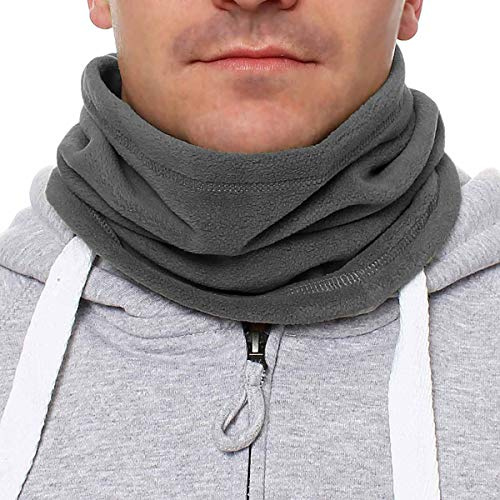 Happy Clothing Herren Schlauchschal aus Fleece mit Kordel, einfarbiger Fleeceschal für Damen und Herren, Farbe Schwarz, Dunkelblau, Grün, Weiß, Grau und Orange