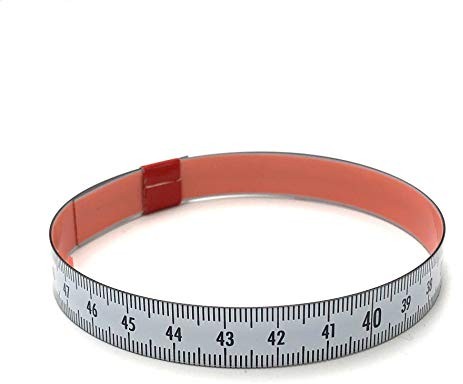 Skalenbandmaß 2m mit Selbstklebefolie - Bezifferung von rechts nach links - Stahl weiß lackiert - Breite: 13mm, mit Duplexteilung - Gehrungsband Anschlagband Rollbandmaß Lineal