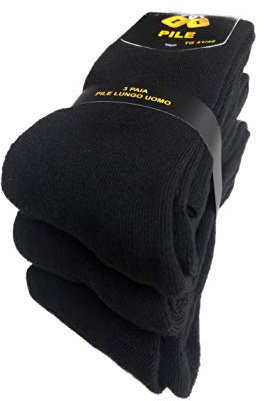 Lucchetti Socks Milano CALZE TERMICHE IN PILE LUNGHE SCI MONTAGNA PESANTI NERO BLU GRIGIO (41-46, 3 Paia Nero)