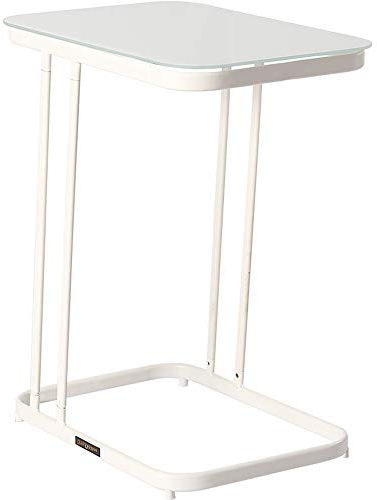 Axdwfd Mesa Auxiliar Mesita, en Forma de C Hierro Forjado Mesa Mesa Lateral del hogar de Vidrio Templado de Mesa Snack-Mesa de la merienda Tabla, Apto for Uso Interior y Exterior