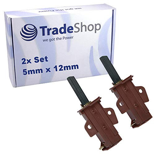 2 x Abrasive Carbon 5 mm x 12 mm Carbon Brushes Motor Coals 5 x 12 mm with Holder for Washing Machine Engines Motor Replacement Part