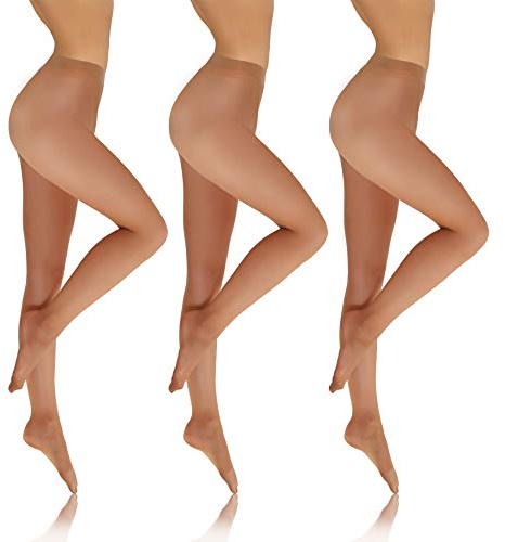 sesto senso Strumpbyxor dam, transparent, 1-pack, 3-pack, Den 8, släta fina strumpbyxor, 3 par – brun, M