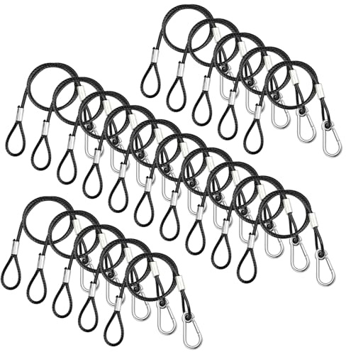 20 PCS 25(65cm) Safety Cable, Black Coated Braided Stainless Steel Security Rope for DJ Stage Par Light, Max.Load 110 lb