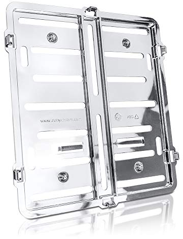 schildEVO 1 Kennzeichenhalter Rahmenlos | 180 x 200 mm | Chrom Hochglanz | Motorrad & Roller MC | ECHT VERCHROMT