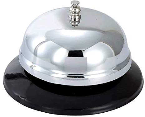 Reception Call Bell Stainless Steel Hand Held Desk Service Bell Attention Call Ringer Counter Bell for Hotels, Schools, Restaurants, Reception Areas, Hospitals, Warehouses & Bars
