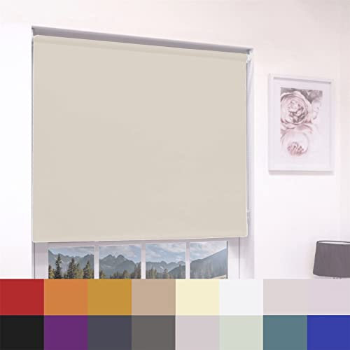 Caecus Natural Blackout Roller Blinds Made To Measure Window Blinds Easy Fit Child Safe Thermal Properties Home Office Fitting Included Up To 60cm Width x Up To 160cm Drop