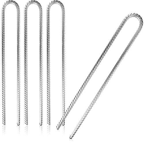 com-four® 4X ancrages au Sol XL en Acier Massif, Forme en U 40 cm, Ø 1 cm - ancrages au Sol galvanisés pour tentes, Pavillons, châteaux gonflables, Trampolines, Stables et inoxydables