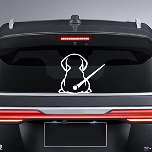 Dreothy Waterproof Rear Wiper Decal - Cartoon Funny Dog Moving Tail Sticker for Car Windshield - Vinyl Car Window Sticker (Reflective White)