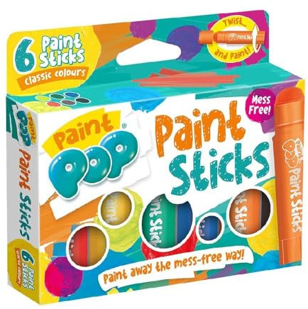 Paint Pop Paint Sticks 6 Pack Classic - Kids Fast Drying Crayons