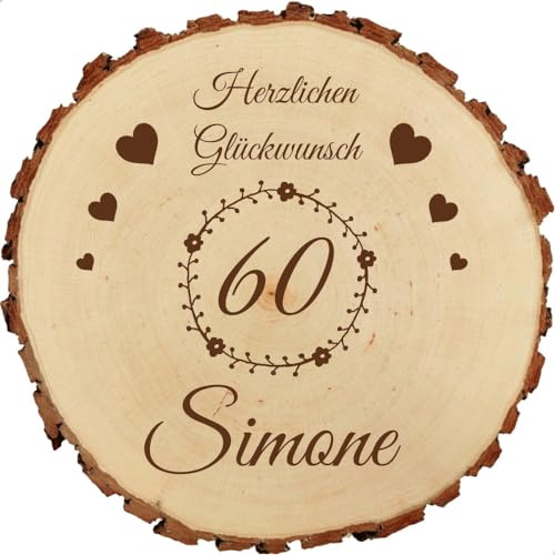 Baumscheibe 18cm mit Gravur (Namen, Jahreszahl) personalisierte Holz-Scheibe, Geschenk runder Geburtstag, Jubiläum, Glückwünsche Jahrestag, Deko Präsentkörbe, MotivG2