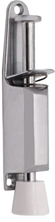 EAI Door Stop Holder Kick Down Up to 40mm Door Gaps - Satin Chrome | Spring Pedal for Easy Operation, Rubber Foot Protects Floors, Suitable for All Floor Types, Fixings Included