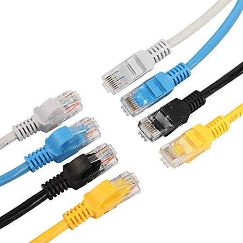 RIIEYOCA Cable de conexión Ethernet Cat5e corto de 1 pie, Snagless RJ45 cable de red LAN para el router, módem, conmutador, servidor (Mixed Color 8 Pack)
