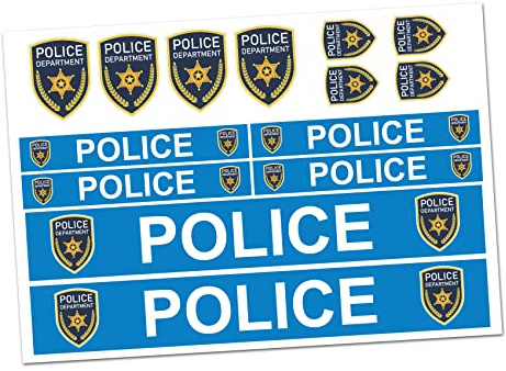 Finest Folia Pegatinas de policía para vehículos, barco, caravana, autobús, bicicleta, triciclo, modelo de casco, placa RC (R023 Police)